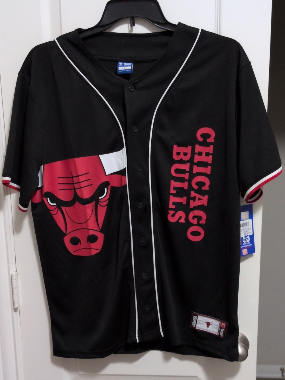 Chicago Bulls Black Button Down Jersey